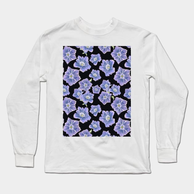 Violet Gentain Floral Pattern Long Sleeve T-Shirt by paintingbetweenbooks